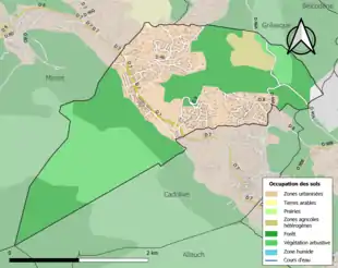 Carte en couleurs présentant l'occupation des sols.