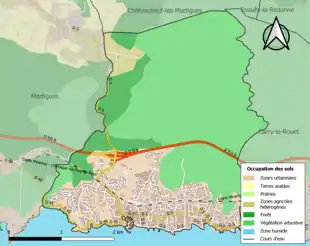 Carte en couleurs présentant l'occupation des sols.