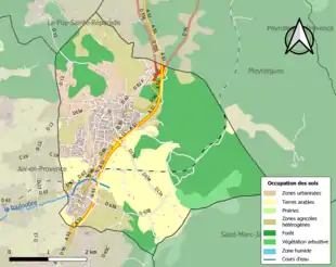 Carte en couleurs présentant l'occupation des sols.