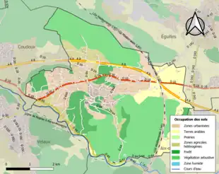 Carte en couleurs présentant l'occupation des sols.