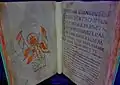 Une double page du manuscrit de Landévennec (vers 960, médiathèque du Grand Troyes)