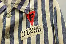 F sur triangle rouge (ennemi politique français) sur les vêtements de Buchenwald du Dr. Joseph Brau