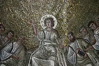 Détails des mosaïques (traditio legis) de la chapelle Sant'Aquilino (it) à San Lorenzo maggiore