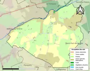 Carte en couleurs présentant l'occupation des sols.