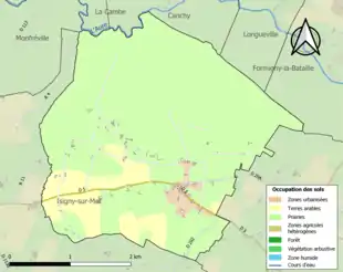 Carte en couleurs présentant l'occupation des sols.