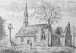 La chapelle de Lochrist en 1930 (dessin de Louis Le Guennec).