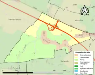 Carte en couleurs présentant l'occupation des sols.