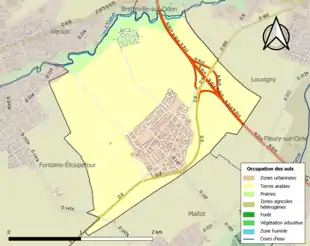 Carte en couleurs présentant l'occupation des sols.