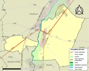 Carte en couleurs présentant l'occupation des sols.