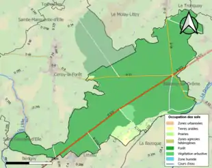 Carte en couleurs présentant l'occupation des sols.