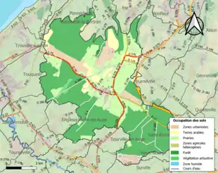 Carte en couleurs présentant l'occupation des sols.