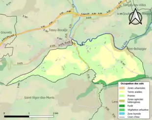 Carte en couleurs présentant l'occupation des sols.