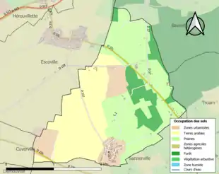 Carte en couleurs présentant l'occupation des sols.