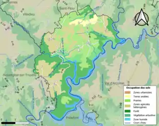 Carte en couleurs présentant l'occupation des sols.