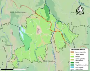 Carte en couleurs présentant l'occupation des sols.