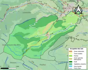 Carte en couleurs présentant l'occupation des sols.