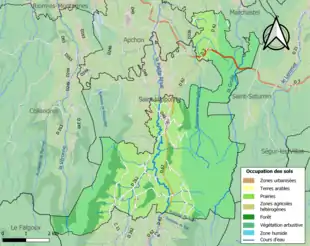 Carte en couleurs présentant l'occupation des sols.