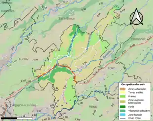 Carte en couleurs présentant l'occupation des sols.