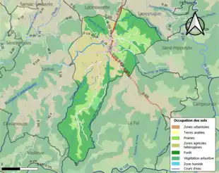 Carte en couleurs présentant l'occupation des sols.