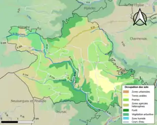 Carte en couleurs présentant l'occupation des sols.