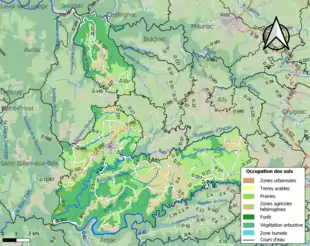 Carte en couleurs présentant l'occupation des sols.