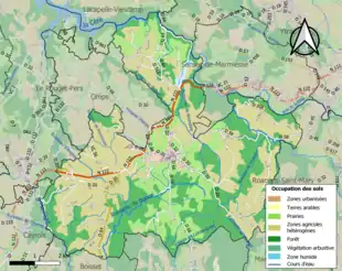 Carte en couleurs présentant l'occupation des sols.