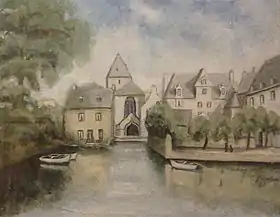 Max Jacob : L'église de Locmaria (1927, gouache sur papier, musée des beaux-arts de Quimper).