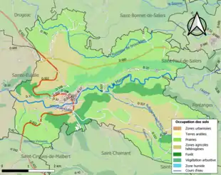 Carte en couleurs présentant l'occupation des sols.