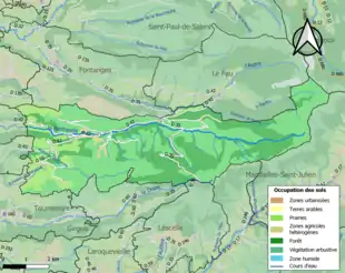 Carte en couleurs présentant l'occupation des sols.