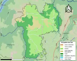 Carte en couleurs présentant l'occupation des sols.