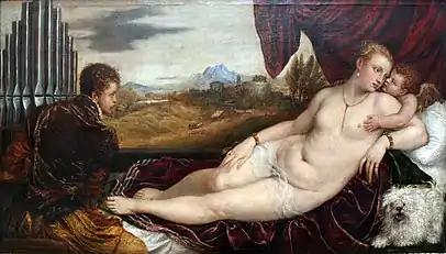 Vénus avec l'organiste et Cupidon1548,musée du Prado, Madrid