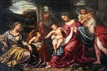 La Sainte Famille avec sainte Catherine d'Alexandrie et le Petit saint Jean.