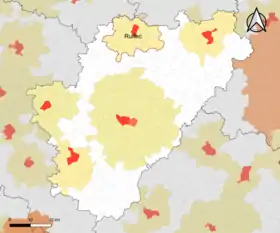 Localisation de l'aire d'attraction de Ruffec dans le département de la Charente.