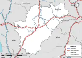 Carte du réseau routier national (autoroutes et routes nationales) dans le département de la Charente