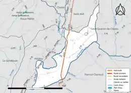 Carte en couleurs présentant le réseau hydrographique de la commune