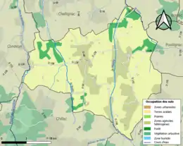 Carte en couleurs présentant l'occupation des sols.