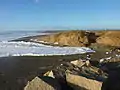 Écume de mer provoquée par la tempête du 2 février 2014 entre Penhors et Pors Poulhan.