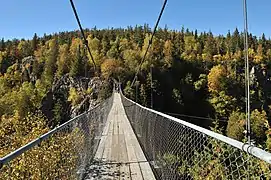 La passerelle au-dessus du lac La Haie