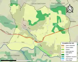 Carte en couleurs présentant l'occupation des sols.