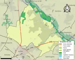 Carte en couleurs présentant l'occupation des sols.