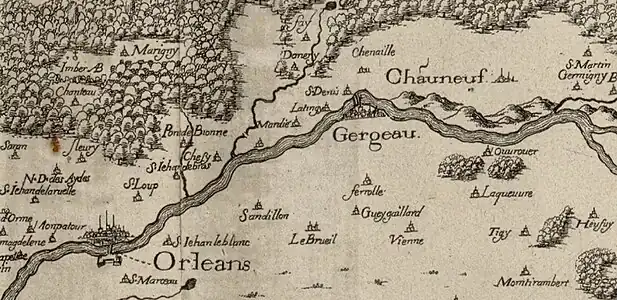 1634 : Gergeau sur une carte du Duché d'Orléans.