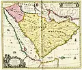 La péninsule arabe divisée en Arabia Felix, Arabia Deserta en Arabia Petraea 1658.Rééditée en 1700 par P. Schenk & G. Valk.