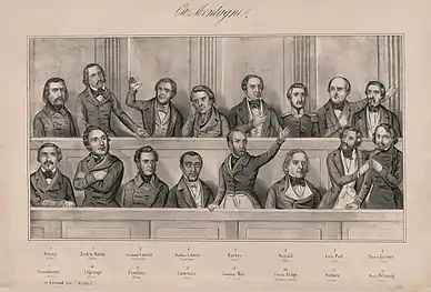 Seize représentants de la Montagne en 1848.