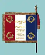 Drapeau modèle de 1880 avec les inscriptions ajoutées dans l'entre-deux-guerres (revers)