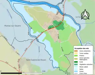 Carte en couleurs présentant l'occupation des sols.