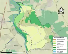 Carte en couleurs présentant l'occupation des sols.