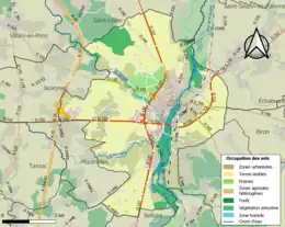 Carte en couleurs présentant l'occupation des sols.