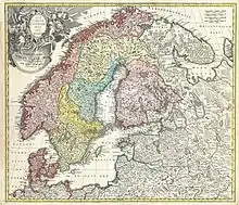 Carte de la Scandinavie et de la Baltique, vers 1715.