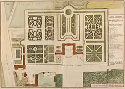 Plan du château et jardin de Clagny vers 1740.