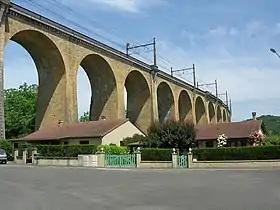 Vue en contrebas de ce viaduc en courbe.